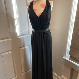David’s bridal Vera Wang vneck full length black bridesmaid dress